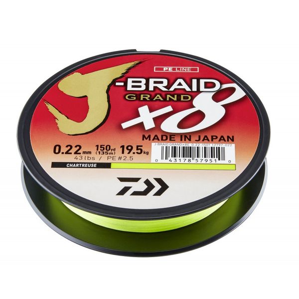 Daiwa Pletená Šnúra J-Braid Grand X8 Chartreuse 135m
