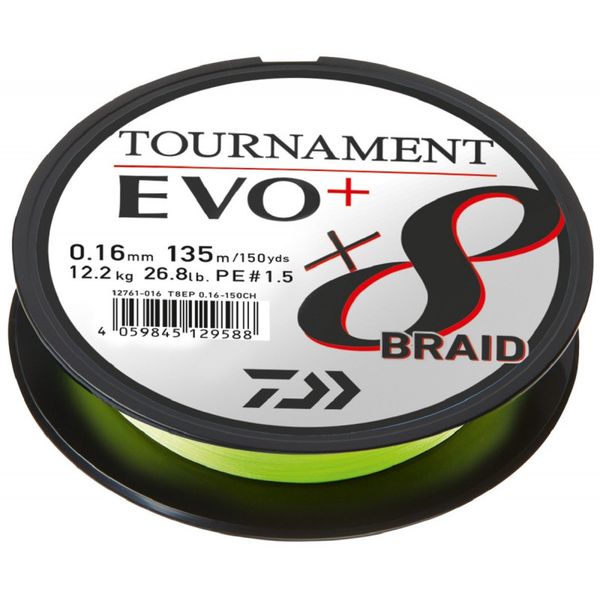 Daiwa Tournament 8 Braid Evo+ Chartreuse 135m