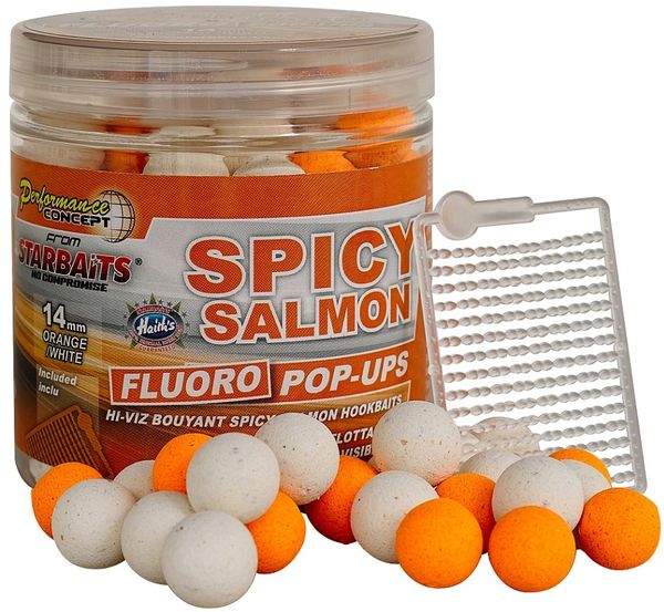 Starbaits Fluo Pop Up Boilies Spicy Salmon 80g
